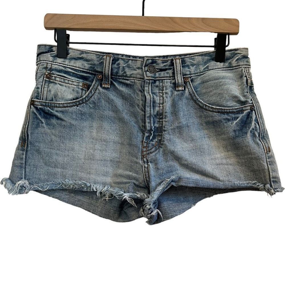 Free People Denim Button Fly Cut Off Short Shorts size 25